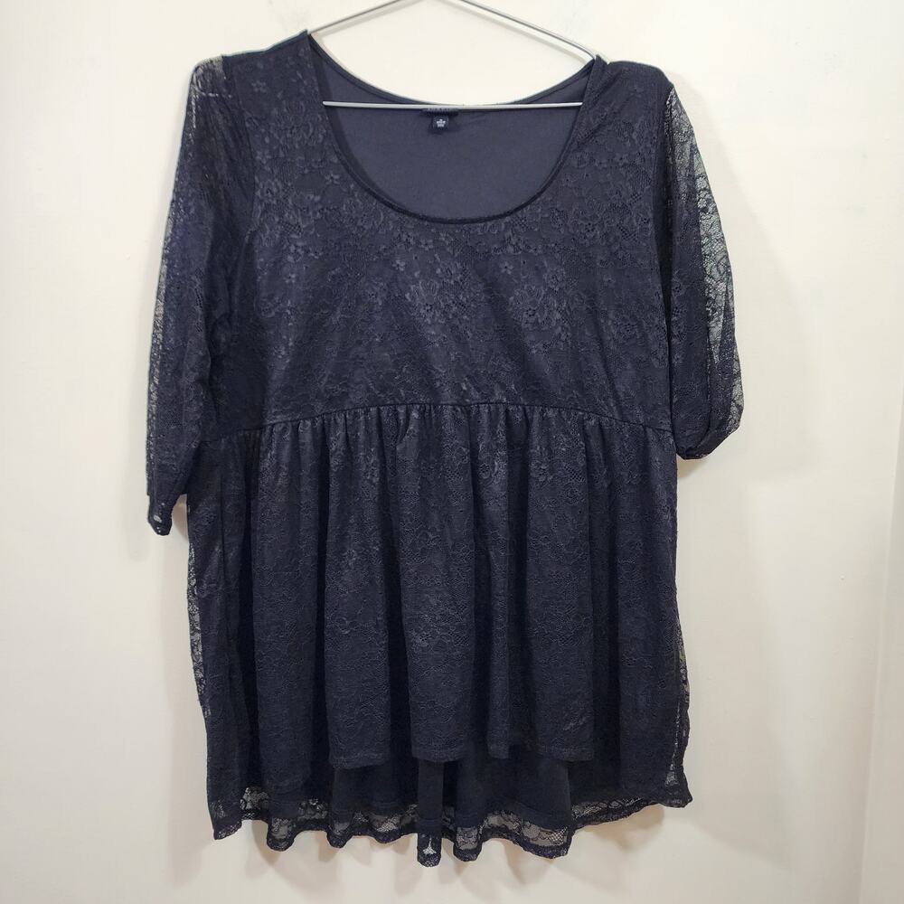 Torrid super soft & lace babydoll tunic w/ pockets hi low hem blouse woman sz 3X